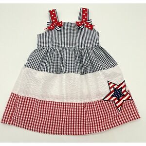 Counting Daisies Americana‎ Red White Blue Gingham Summer Dress Girls Size 3T